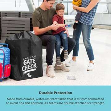 J.L. Childress Gate Check Bag for Car Seats - Air Travel Fits Convertible Seats, Infant Carriers & Booster Black