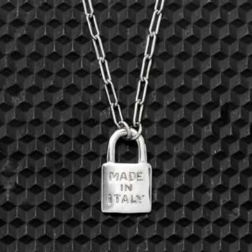 Ross-Simons Italian Sterling Silver Made in Italy Lock Paper Clip Link Necklace. 18 inches