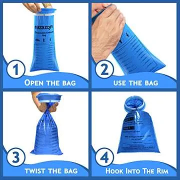 RAZAZON Vomit Bags Disposable for Car - 50 Pack - Emesis Bags Medical Grade, Leak Resistant, Portable, Disposable Barf, Nausea, Puke, Throw Up Bags for Adults and Kids Travel Motion Sickness