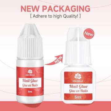 UNA GELLA Nail Glue for Press Ons 5ml 3Pcs Glue On Nails Press On Nail Glue Super Strong Adhesive 15ml(0.5oz) Super Bond Nail Glue for Acrylic Nails Long Lasting Nail Glue for Nail Tips DIY Salon