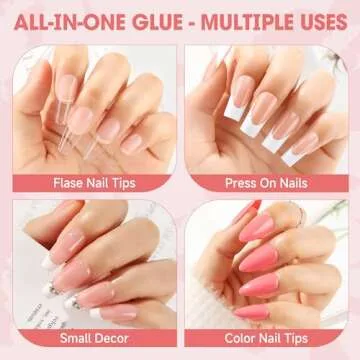 UNA GELLA Nail Glue for Press Ons 5ml 3Pcs Glue On Nails Press On Nail Glue Super Strong Adhesive 15ml(0.5oz) Super Bond Nail Glue for Acrylic Nails Long Lasting Nail Glue for Nail Tips DIY Salon
