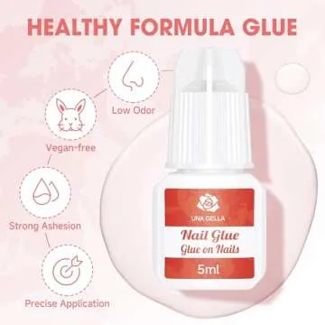 UNA GELLA Nail Glue for Press Ons 5ml 3Pcs Glue On Nails Press On Nail Glue Super Strong Adhesive 15ml(0.5oz) Super Bond Nail Glue for Acrylic Nails Long Lasting Nail Glue for Nail Tips DIY Salon