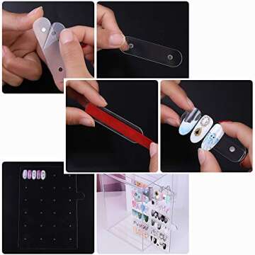 Guolich Nail Organizers and Storage 60 Lattice Nail Art Display Board Clear Acrylic Removable Magnet Adsorption Holder Shelves Display Rack Stand for Nail Art Mesa Para Manicura Profesional