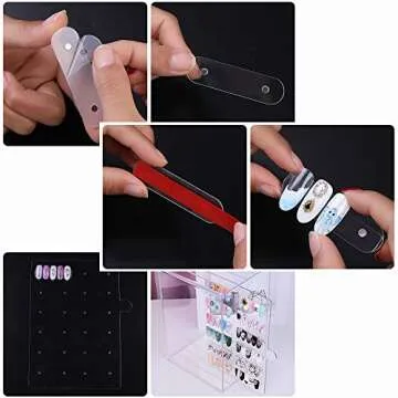 Guolich Nail Organizers and Storage 60 Lattice Nail Art Display Board Clear Acrylic Removable Magnet Adsorption Holder Shelves Display Rack Stand for Nail Art Mesa Para Manicura Profesional