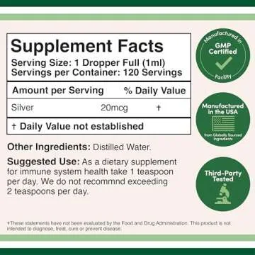 Colloidal Silver Liquid 20 PPM - 4 Fl OZ (Plata Coloidal with Dropper) 99.9% Pure, Gluten Free, Non-...