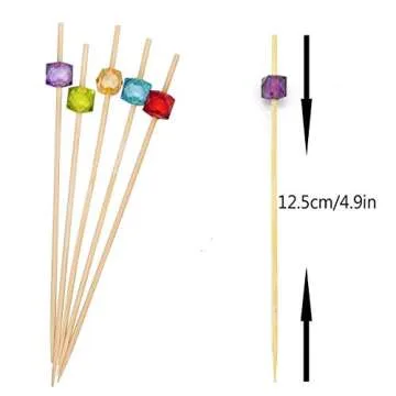 PuTwo Cocktail Picks 4.7" Handmade Multicolor Appetizer Bamboo Toothpicks 100ct Multicolor