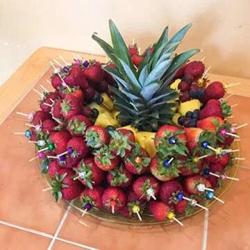 PuTwo Cocktail Picks 4.7" Handmade Multicolor Appetizer Bamboo Toothpicks 100ct Multicolor