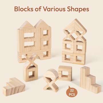 Woodtoe Wooden Rainbow Building Blocks Set for Kids | 22 PCS Wooden Blocks & 25 PCS Acrylic Gem Cubes Sensory Toys | Montessori Stacking Toys for Toddlers | Educational STEM Toys for Boys Girls 3-6