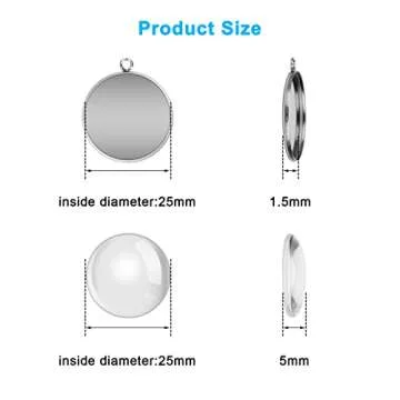 80Pcs Bezel Pendant Trays Blanks 25mm, Winspeed 40Pcs Silver Stainless Steel Bezel Trays and 40Pcs Clear Glass Cabochon Pendants for Jewelry Making, DIY Blank Pendant Trays Kit for Crafts