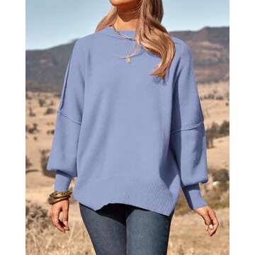 PRETTYGARDEN Women Winter Warm Sweaters Soft Long Sleeve Thick Pullover Shirts Casual Knit Oversized Sweatshirts(Solid Light Blue,X-Large)