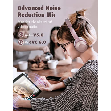 Stylish Pink Active Noise Canceling Headphones for All Ages