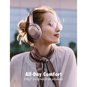 Stylish Pink Active Noise Canceling Headphones for All Ages