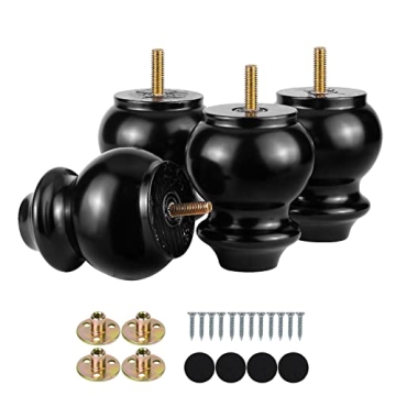 Solid Wood 4 Inch Bun Feet for Stylish Furniture Upgrade