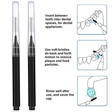 Patelai 100 Pieces Braces Brush for Cleaner Interdental Brush Toothpick Dental Tooth Flossing Head Oral Dental Hygiene Flosser Toothpick Cleaners Tooth Cleaning Tool (Black)