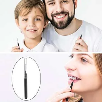 Patelai 100 Pieces Braces Brush for Cleaner Interdental Brush Toothpick Dental Tooth Flossing Head Oral Dental Hygiene Flosser Toothpick Cleaners Tooth Cleaning Tool (Black)