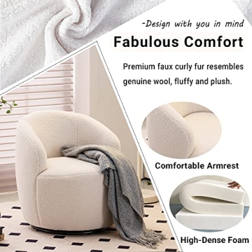 Antetek Modern Swivel Barrel Chair for Living Room