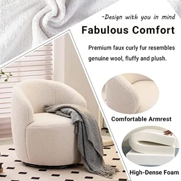 Antetek Modern Swivel Barrel Chair for Living Room