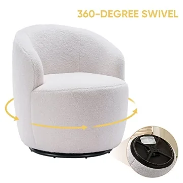 Antetek Modern Swivel Barrel Chair for Living Room