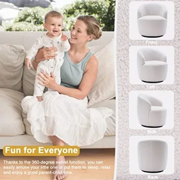 Antetek Modern Swivel Barrel Chair for Living Room