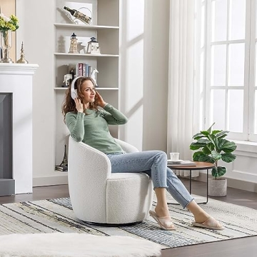 Antetek Modern Swivel Barrel Chair for Living Room