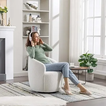 Antetek Modern Swivel Barrel Chair for Living Room