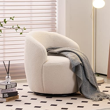 Antetek Modern Swivel Barrel Chair for Living Room