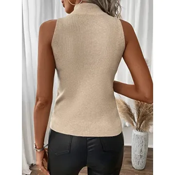 SOLY HUX Women's Mock Turtleneck Sleeveless Stylish Top
