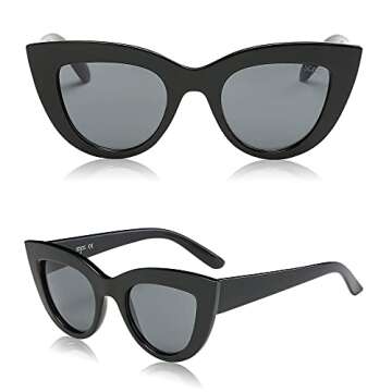 SOJOS 2 Pack Retro Vintage Cateye Sunglasses for Women UV400 Mirrored Lens SJ2939, Black/Grey&Tortoise/Brown