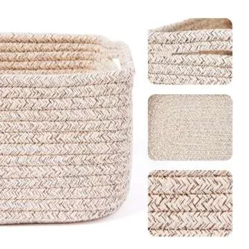 MiniArk Shelf Storage Baskets | Elegant Woven Rope Bins | Set of 3