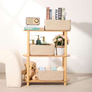 MiniArk Shelf Storage Baskets for Organizing | Closet Organizer Bins | Small Baskets | Toy Basket | Cute Decorative Basket | Cube Storage Bin | Woven Rope Basket | 13×8.5×5.1” | 3 Packs Mixed Brown