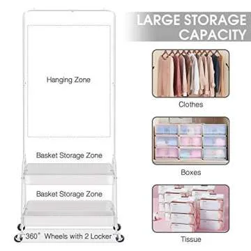 Durable KINGRACK 2-in-1 Garment Rack on Wheels