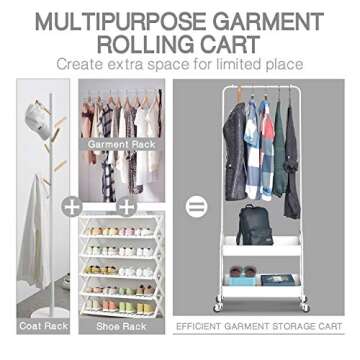 Durable KINGRACK 2-in-1 Garment Rack on Wheels