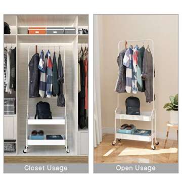 Durable KINGRACK 2-in-1 Garment Rack on Wheels