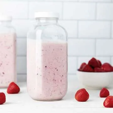 Kitchentoolz 32oz Square Glass Storage Bottles - 4 Pack