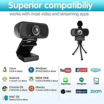 Webcam HD 1080p ,Live Streaming Web Camera with Stereo Microphone, PC Desktop or Laptop USB Webcam w...