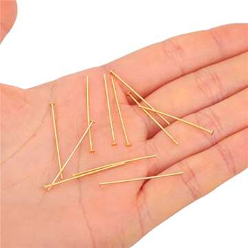 BEADIA 18K Gold Plated Flat Head Pins Non Tarnish 30mm 200pcs for Jewelry Making Findings