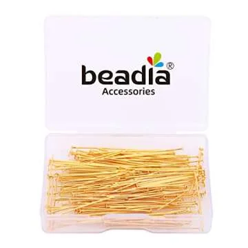 BEADIA 18K Gold Plated Flat Head Pins Non Tarnish 30mm 200pcs for Jewelry Making Findings