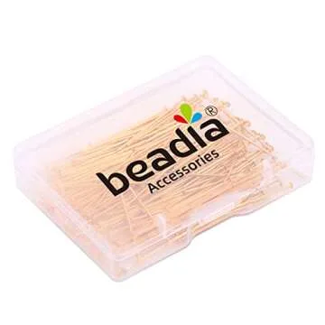 BEADIA 18K Gold Plated Flat Head Pins Non Tarnish 30mm 200pcs for Jewelry Making Findings