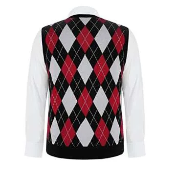 Karlywindow Men’s Argyle Sweater Vest - Stylish Knit Pullover