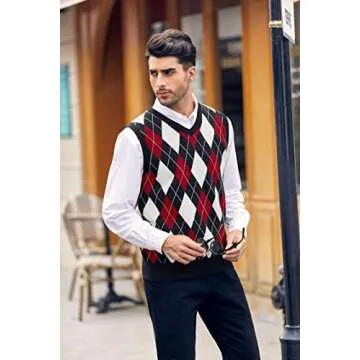 Karlywindow Men’s Argyle Sweater Vest - Stylish Knit Pullover