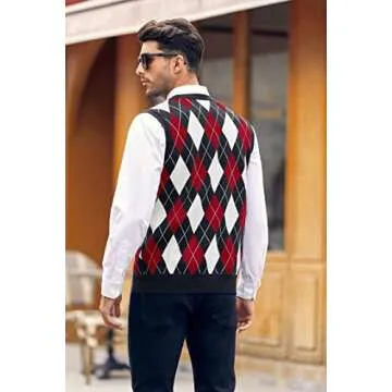 Karlywindow Men’s Argyle Sweater Vest - Stylish Knit Pullover