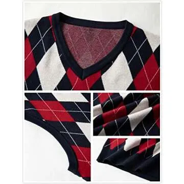 Karlywindow Men’s Argyle Sweater Vest - Stylish Knit Pullover