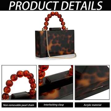 Buric Women Acrylic Clutch Purse Leopard Print Evening Bag Chain Formal Handbag Party Bridal Wedding...