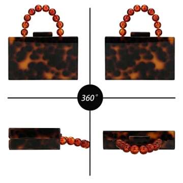 Buric Women Acrylic Clutch Purse Leopard Print Evening Bag Chain Formal Handbag Party Bridal Wedding Clutch Purse for Women (Leopard)