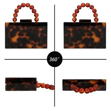 Buric Women Acrylic Clutch Purse Leopard Print Evening Bag Chain Formal Handbag Party Bridal Wedding Clutch Purse for Women (Leopard)