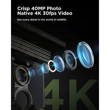 CEYOMUR Solar Trail Camera 4K 30fps, WiFi Bluetooth 40MP Game Camera, 120° Detection Angle Night Vision Motion Activated IP66 Waterproof for Wildlife Monitoring with U3 32GB Micro SD Card