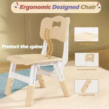 Ybaiwana Kids Table and Chair Set, Height Adjustable Toddler Table and Chair Set for Ages Over 3, 31.5''L x 23.6''W Graffiti Desktop for Daycare, Classroom, Home, White Board + Begie