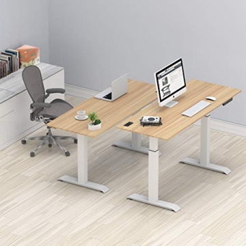 SHW Electric Adjustable Standing Desk Oak Cable Management