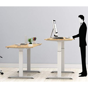 SHW Electric Adjustable Standing Desk Oak Cable Management