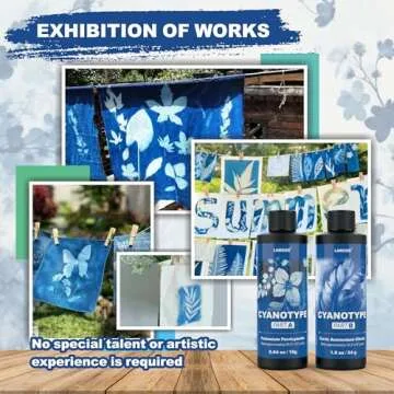 16oz Cyanotype Sensitizer Kit with 2 Droppers, Easy to Store Cyanotype Chemicals Dye Powder for Photographic Blueprints on Paper and Fabric, Sun Printing Kit for Beginners and Artists